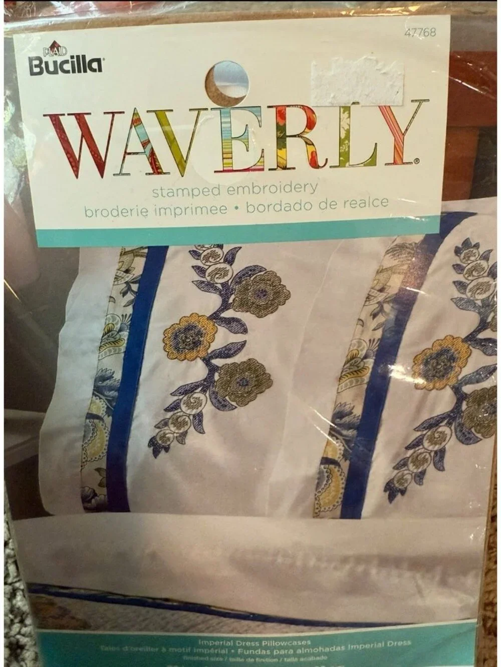 BUCILLA Waverly Imperial Dress 2ct Pillow Case Embroidery Kit Cottagecore Granny